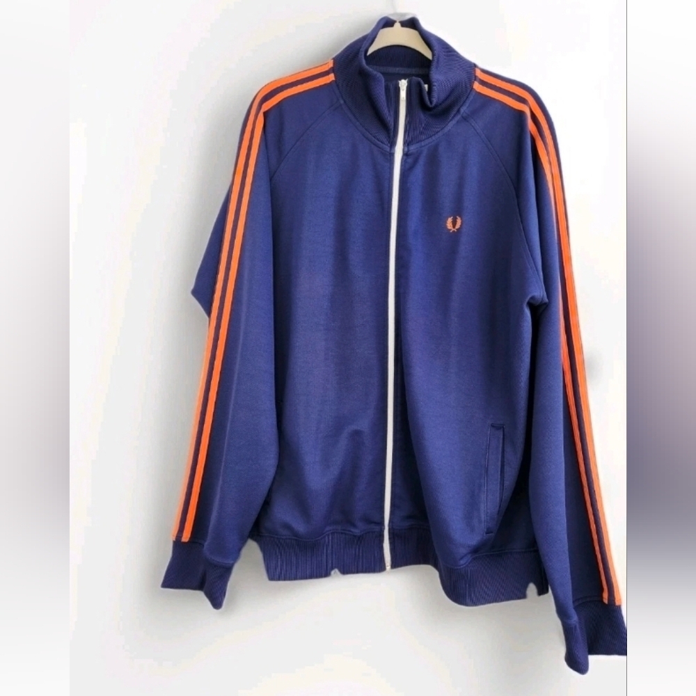 Y2K Fred Perry Navy Track Jacket XXL